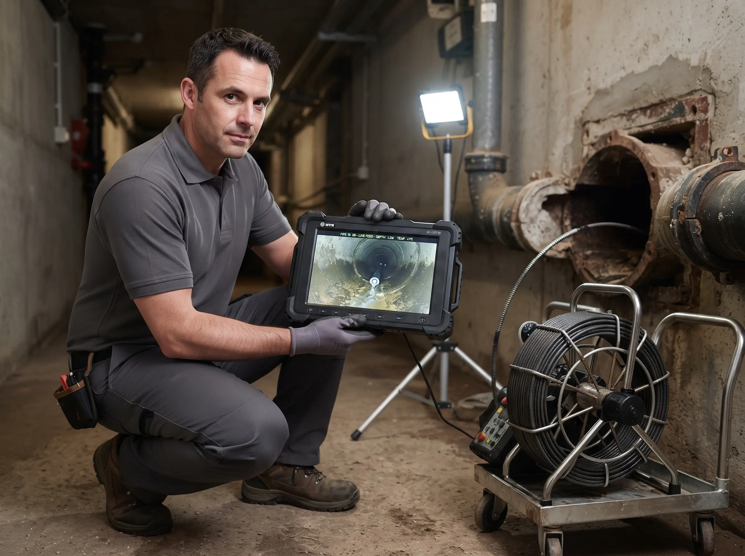 Al Barr Drain Line Camera Inspection professional service in Abu Dhabi UAE